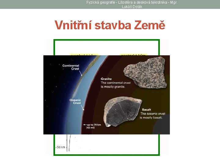 Fyzická geografie - Litosféra a desková tekrotnika - Mgr. Lukáš Dolák Vnitřní stavba Země