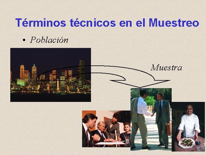 Términos técnicos en el Muestreo • Población Muestra 