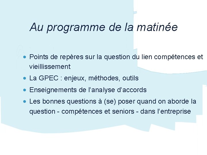 Au programme de la matinée • Points de repères sur la question du lien