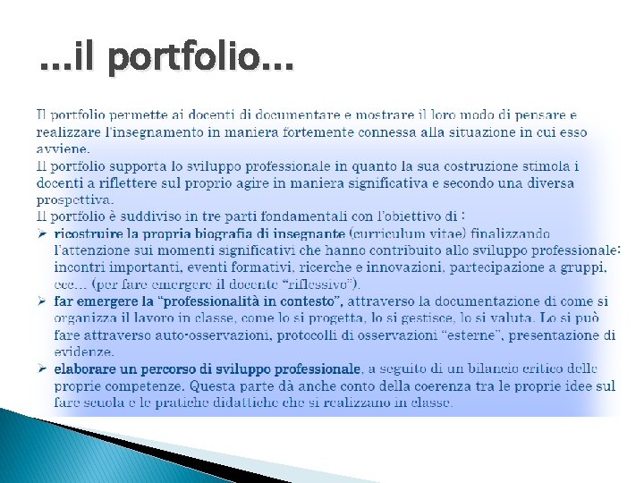 . . . il portfolio. . . 