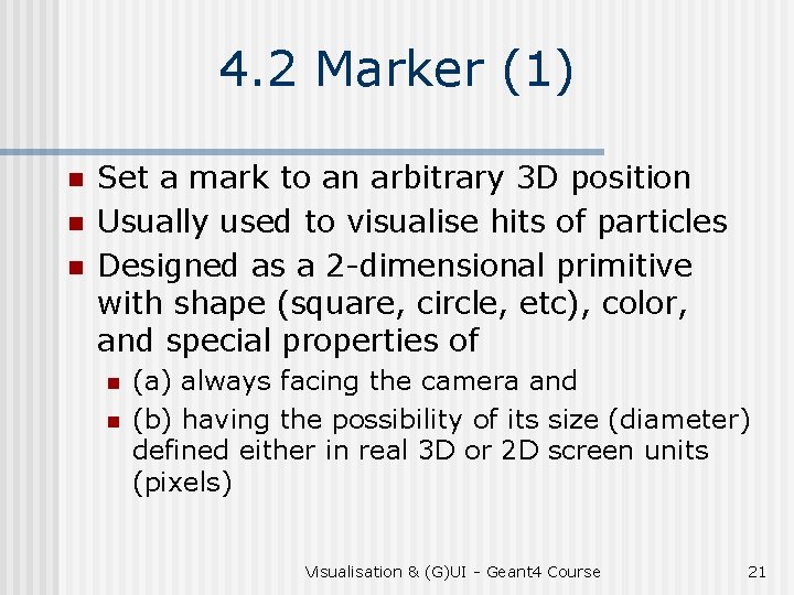 4. 2 Marker (1) n n n Set a mark to an arbitrary 3