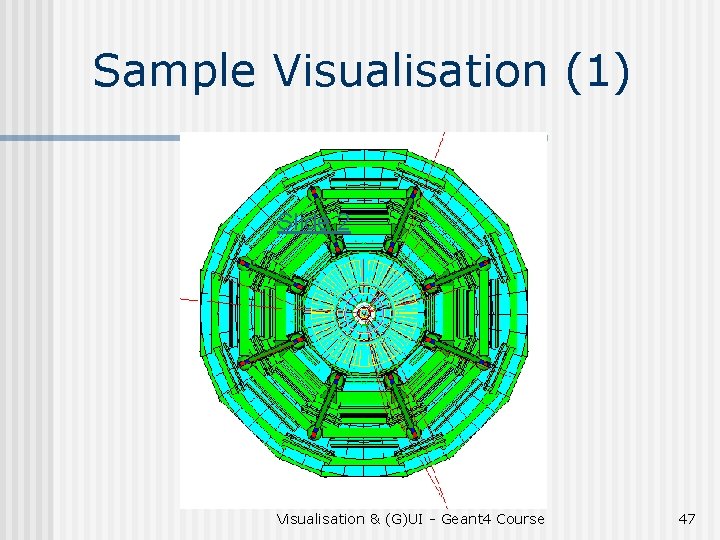 Sample Visualisation (1) Slide 2 Visualisation & (G)UI - Geant 4 Course 47 