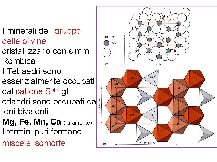 I minerali del gruppo delle olivine cristallizzano con simm. Rombica I Tetraedri sono essenzialmente