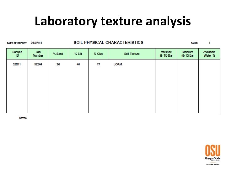 Laboratory texture analysis 