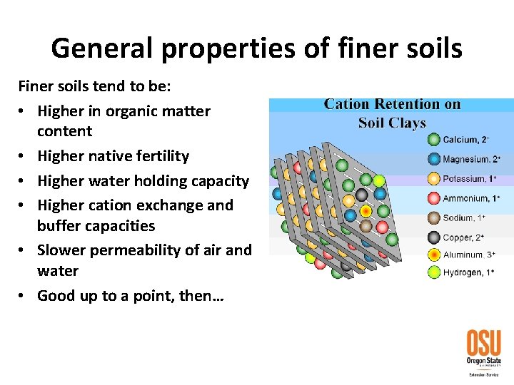 General properties of finer soils Finer soils tend to be: • Higher in organic