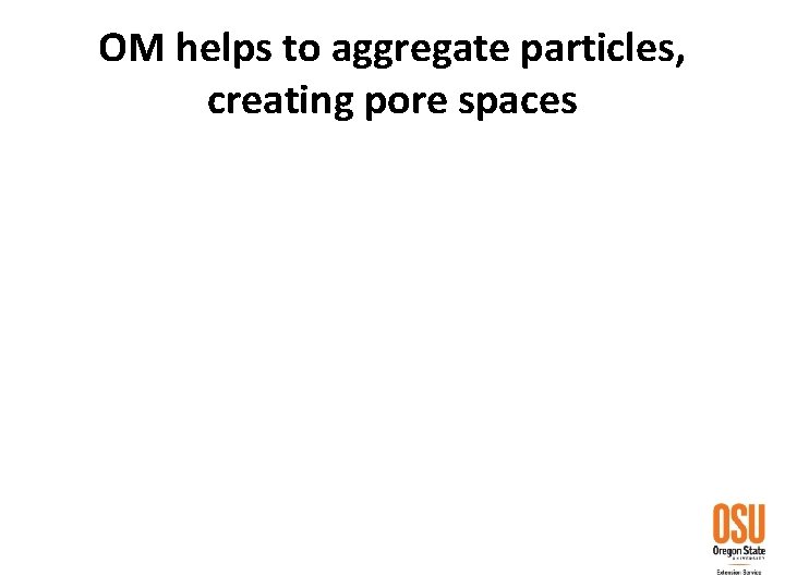OM helps to aggregate particles, creating pore spaces 