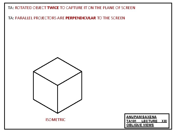 TA: ROTATED OBJECT TWICE TO CAPTURE IT ON THE PLANE OF SCREEN TA: PARALLEL