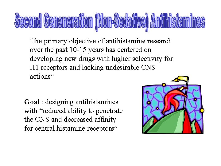 “the primary objective of antihistamine research over the past 10 -15 years has centered “the primary objective of antihistamine research over the past 10 -15 years has centered