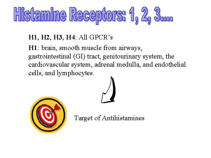 H 1, H 2, H 3, H 4: All GPCR’s H 1: brain, smooth H 1, H 2, H 3, H 4: All GPCR’s H 1: brain, smooth