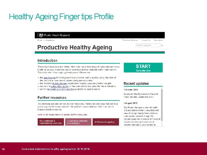  30 Healthy Ageing Finger tips Profile Consensus statement on healthy ageing launch 16.
