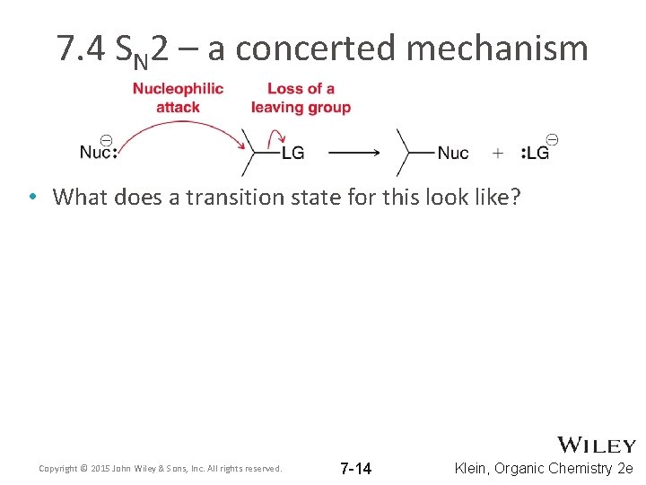 7. 4 SN 2 – a concerted mechanism • What does a transition state