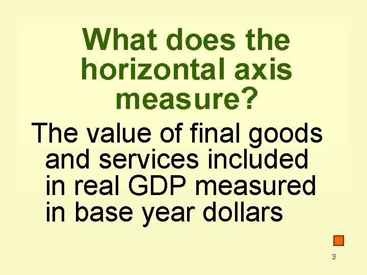 What does the horizontal axis measure? The value of final goods and services included