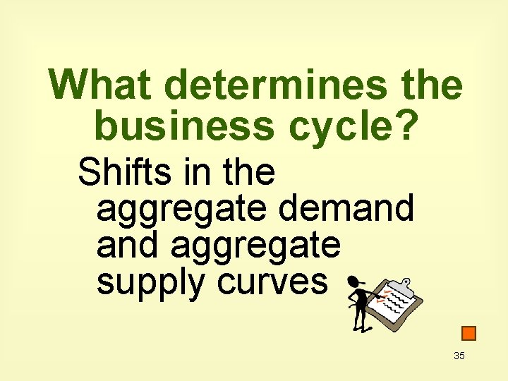 What determines the business cycle? Shifts in the aggregate demand aggregate supply curves 35