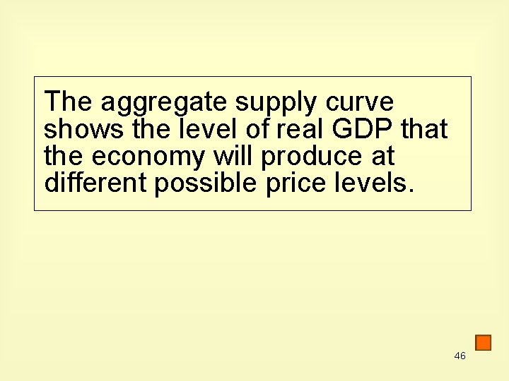 The aggregate supply curve shows the level of real GDP that the economy will