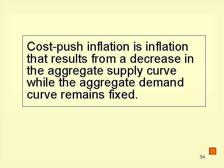 Cost-push inflation is inflation that results from a decrease in the aggregate supply curve