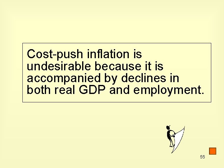 Cost-push inflation is undesirable because it is accompanied by declines in both real GDP