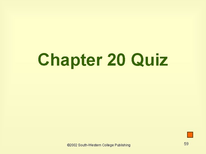 Chapter 20 Quiz © 2002 South-Western College Publishing 59 