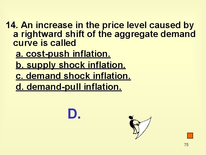 14. An increase in the price level caused by a rightward shift of the
