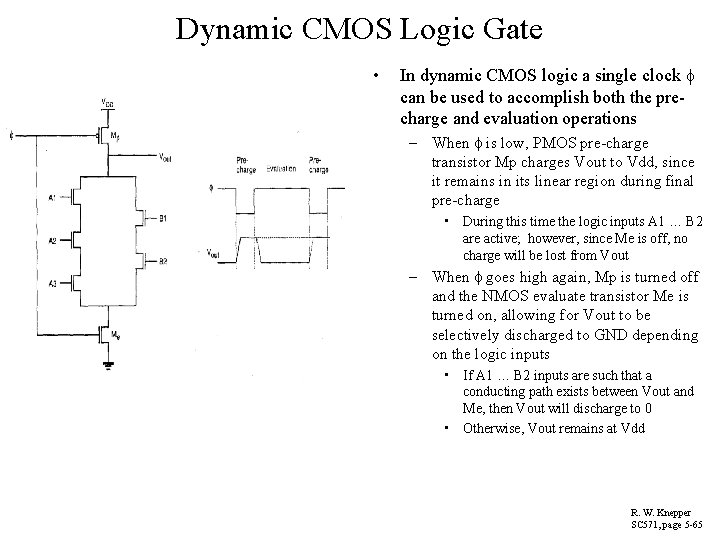 Dynamic CMOS Logic Gate • In dynamic CMOS logic a single clock can be