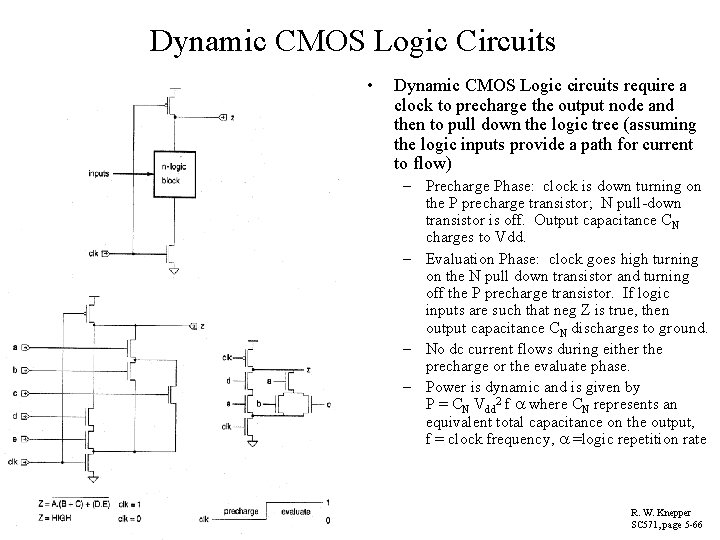 Dynamic CMOS Logic Circuits • Dynamic CMOS Logic circuits require a clock to precharge