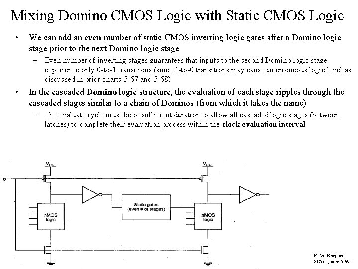 Mixing Domino CMOS Logic with Static CMOS Logic • We can add an even