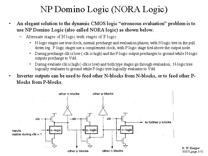 NP Domino Logic (NORA Logic) • An elegant solution to the dynamic CMOS logic