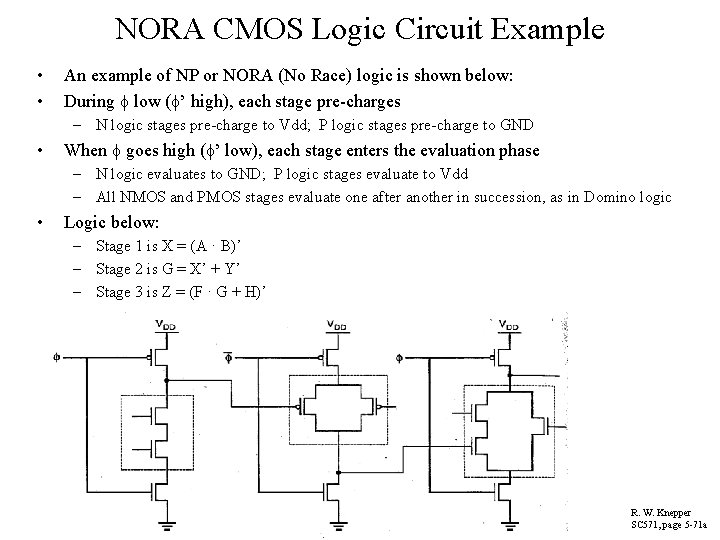 NORA CMOS Logic Circuit Example • • An example of NP or NORA (No