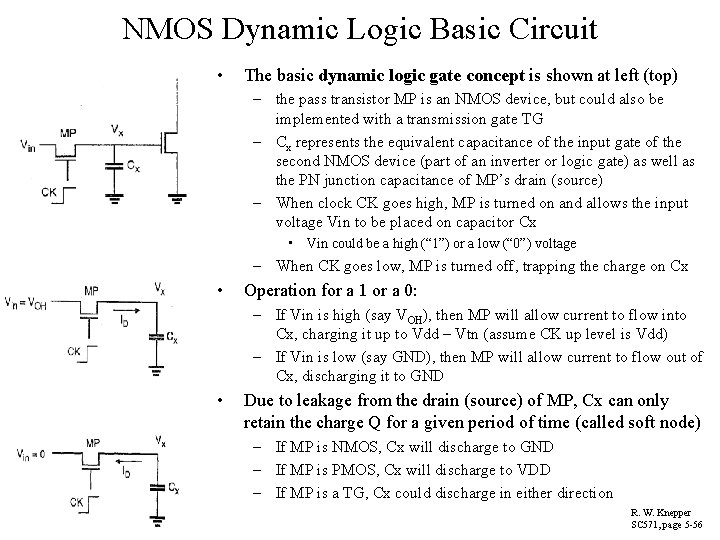 NMOS Dynamic Logic Basic Circuit • The basic dynamic logic gate concept is shown