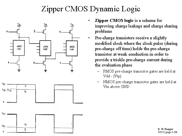 Zipper CMOS Dynamic Logic • • Zipper CMOS logic is a scheme for improving