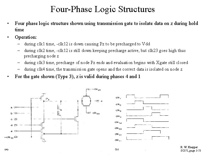 Four-Phase Logic Structures • • Four phase logic structure shown using transmission gate to