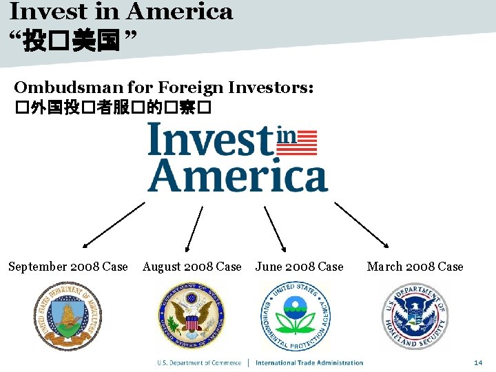 Invest in America “投�美国 ” Ombudsman for Foreign Investors: �外国投�者服�的�察� September 2008 Case August