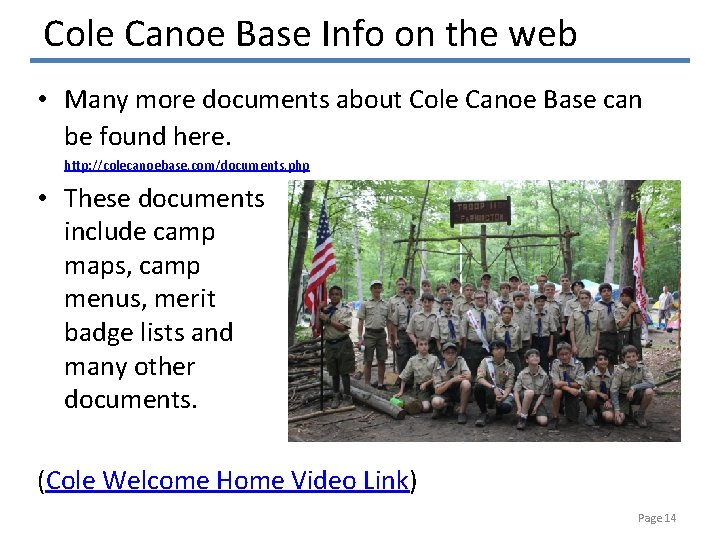 Cole Canoe Base Info on the web • Many more documents about Cole Canoe Cole Canoe Base Info on the web • Many more documents about Cole Canoe