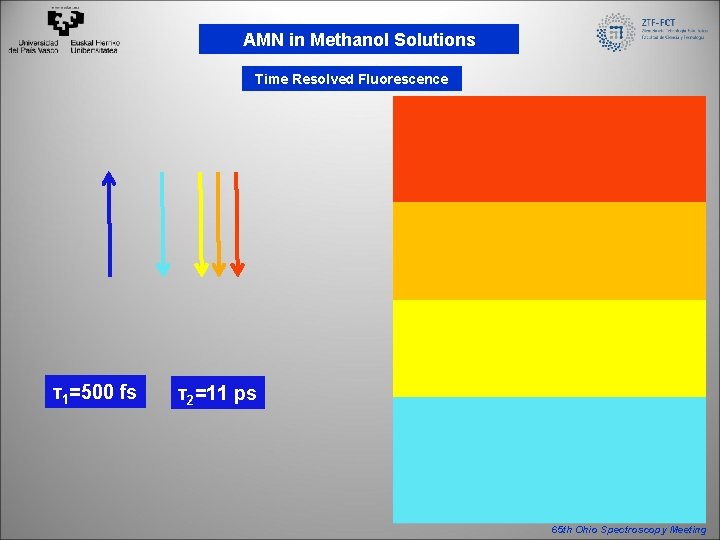 AMN in Methanol Solutions Time Resolved Fluorescence τ1=500 fs τ2=11 ps Time (fs) Time