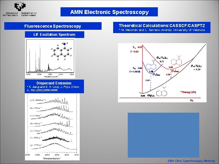 AMN Electronic Spectroscopy Fluorescence Spectroscopy Theoretical Calculations: CASSCF/CASPT 2 * M. Merchán and L.