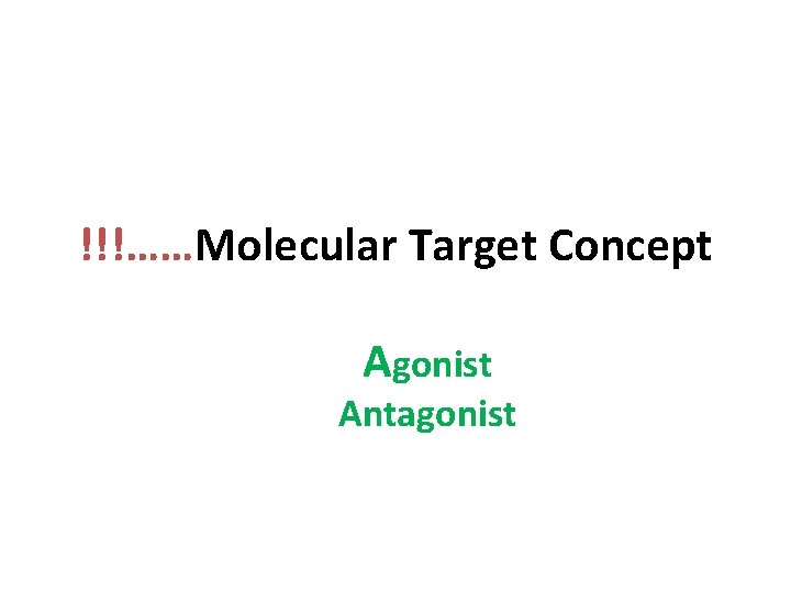 !!!……Molecular Target Concept Agonist Antagonist 