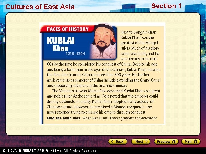 Cultures of East Asia Section 1 