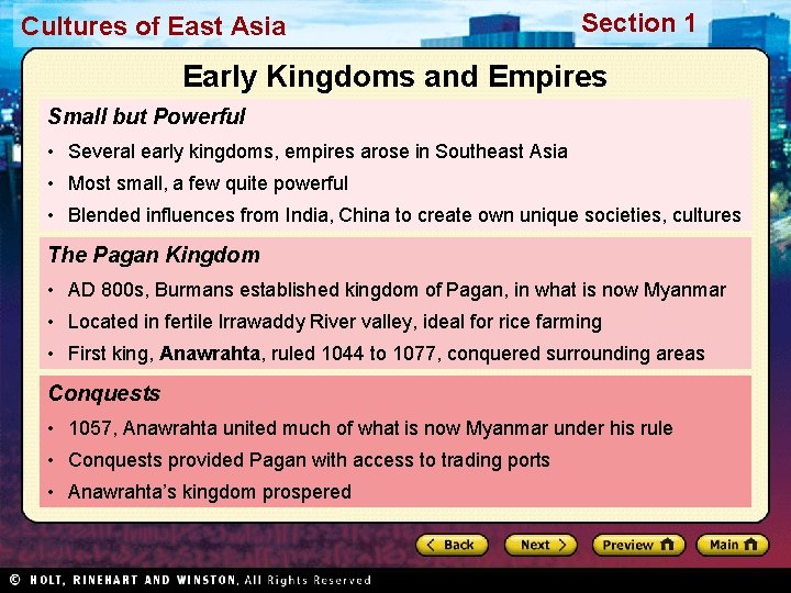 Cultures of East Asia Section 1 Early Kingdoms and Empires Small but Powerful •