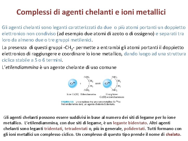 Complessi di agenti chelanti e ioni metallici Gli agenti chelanti sono leganti caratterizzati da