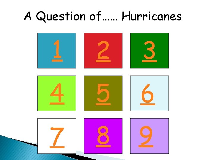 A Question of…… Hurricanes 1 2 3 4 5 6 7 8 9 