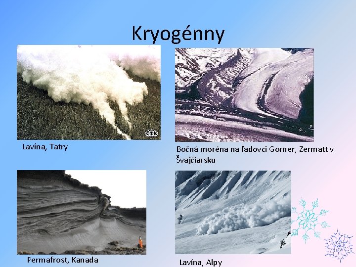 Kryogénny Lavína, Tatry Permafrost, Kanada Bočná moréna na ľadovci Gorner, Zermatt v Švajčiarsku Lavína,