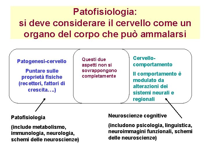 Patofisiologia: si deve considerare il cervello come un organo del corpo che può ammalarsi