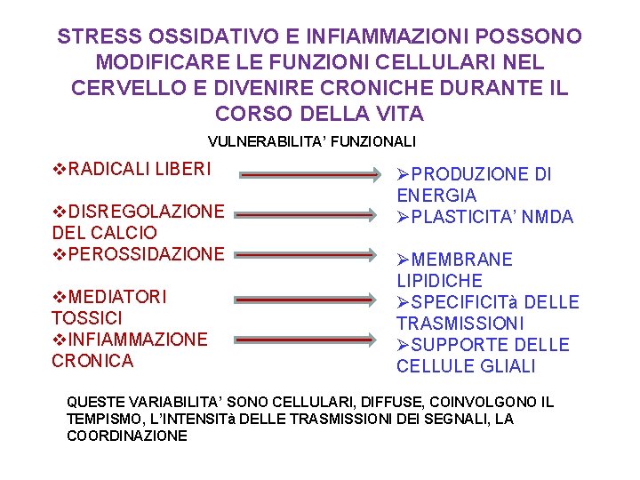 STRESS OSSIDATIVO E INFIAMMAZIONI POSSONO MODIFICARE LE FUNZIONI CELLULARI NEL CERVELLO E DIVENIRE CRONICHE