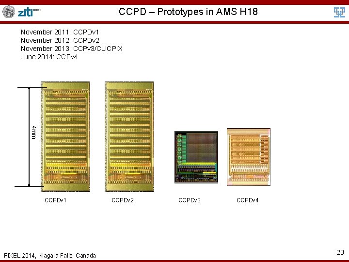 CCPD – Prototypes in AMS H 18 November 2011: CCPDv 1 November 2012: CCPDv