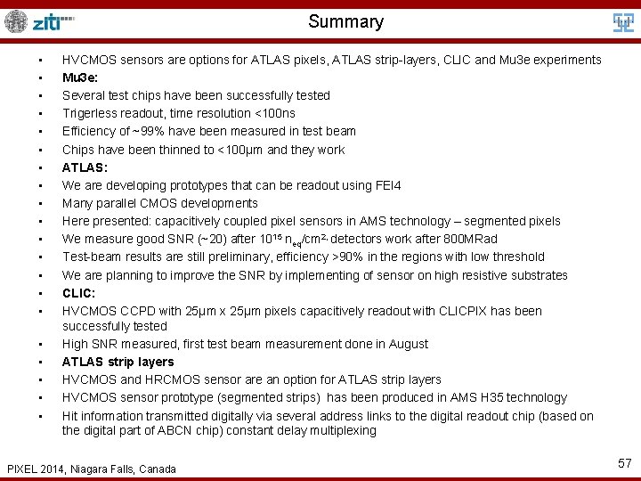 Summary • • • • • HVCMOS sensors are options for ATLAS pixels, ATLAS