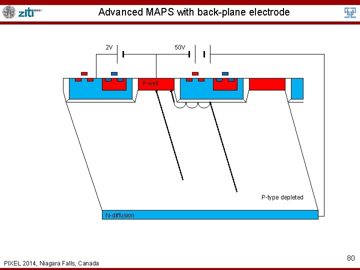 Advanced MAPS with back-plane electrode 2 V 50 V P-well P-type depleted N-diffusion PIXEL