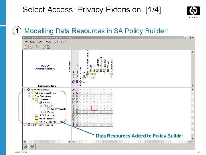 Select Access: Privacy Extension [1/4] 1 Modelling Data Resources in SA Policy Builder: Data