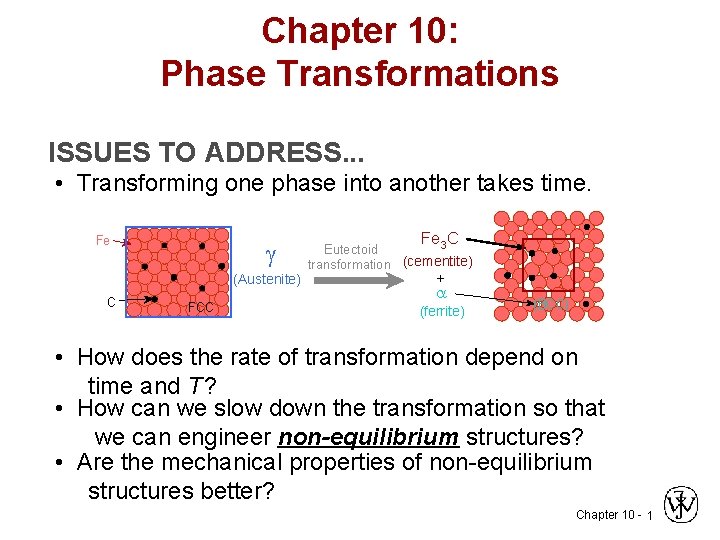 Chapter 10: Phase Transformations ISSUES TO ADDRESS. . . • Transforming one phase into