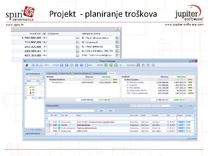 Projekt - planiranje troškova www. spin. hr www. jupiter-software. com 