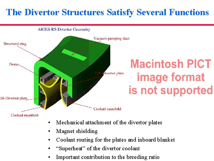 The Divertor Structures Satisfy Several Functions • • • Mechanical attachment of the divertor