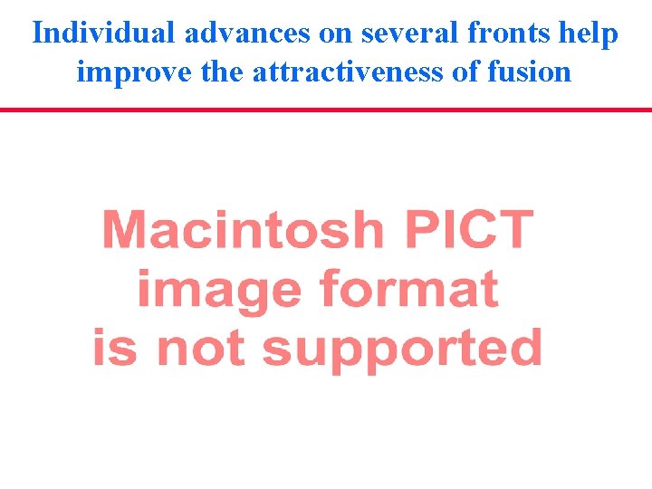 Individual advances on several fronts help improve the attractiveness of fusion 
